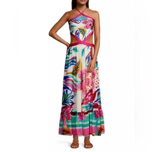 PATBO Flora Halter Backless Tie Beach Maxi Dress
